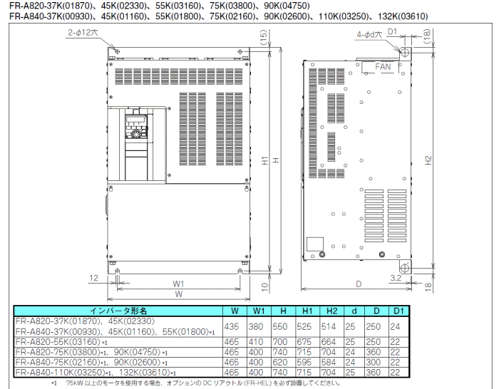 三菱電機 FR-A820-37K 3相200V インバータ FREQROL-A800シリーズ : mie-fr-a820-37kw-1 :  伝動機ドットコム ヤフー店 - 通販 - Yahoo!ショッピング