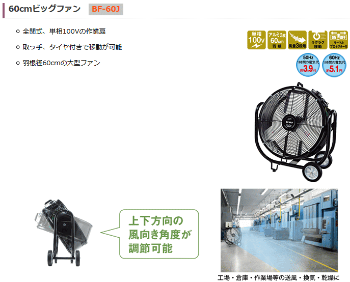 ナカトミ (NAKATOMI) BF-60J 60cmビックファン : 伝動機ドットコム