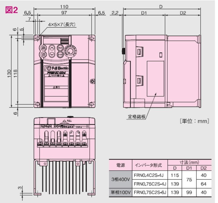 富士電機 FRN0.75C2S-6J インバータ 単相100Ｖ FRENIC-Miniシリーズ 