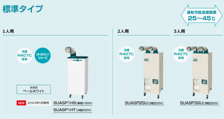仕様 規格 サイズ ダイキン工業 SUASP1HS スポットエアコン(単相100V) クリスプ 標準タイプ