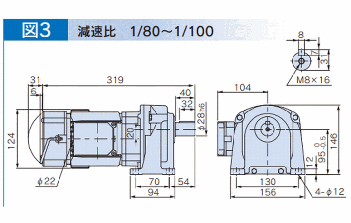富士変速機 ギアモーター VX08-010E-W 0.75kW 三相200V