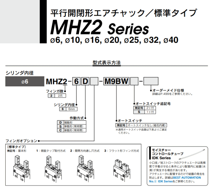 SMC MHZ2-25D エアチャック 平行開閉形 リニアガイド平行移動形 標準