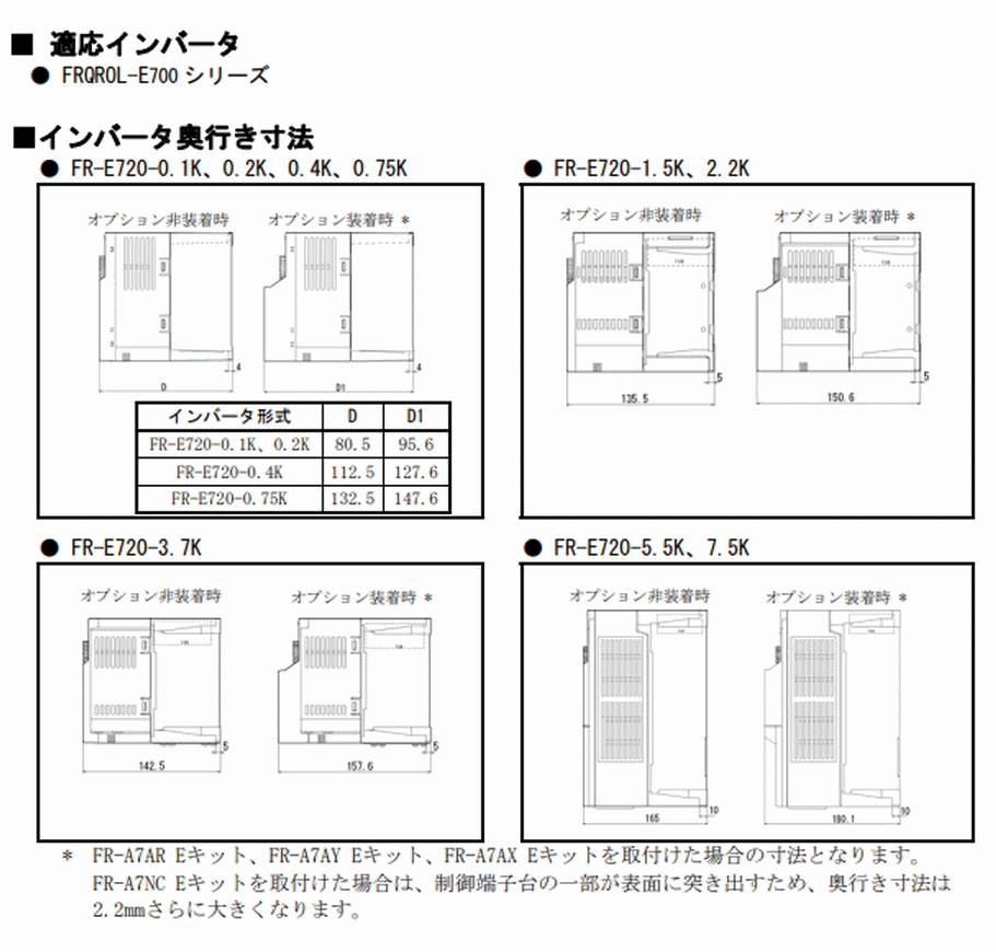 三菱電機 FR-A7NC-E KIT センサレスサーボ専用ドライブユニット FR-E700EX用オプション オプション 伝動機ドットコム