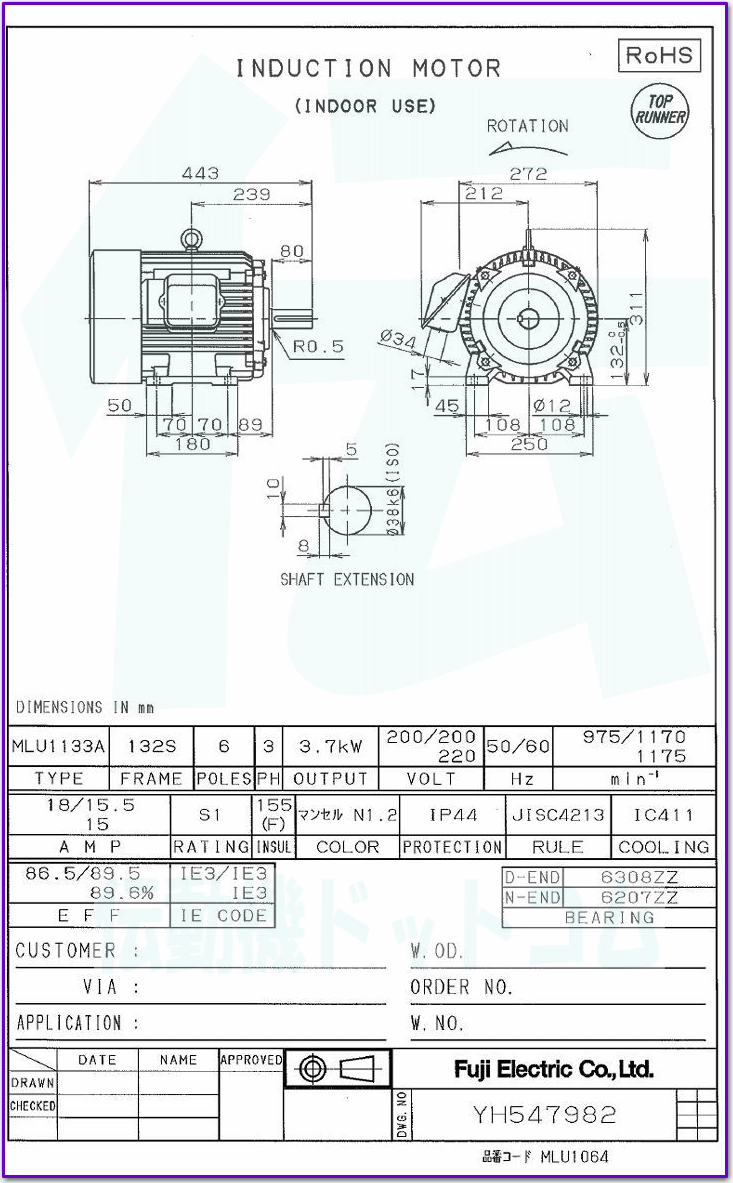 xmd@ MLU1133A-6 3.7kW-6P [^ ̐}ʁ@@\
