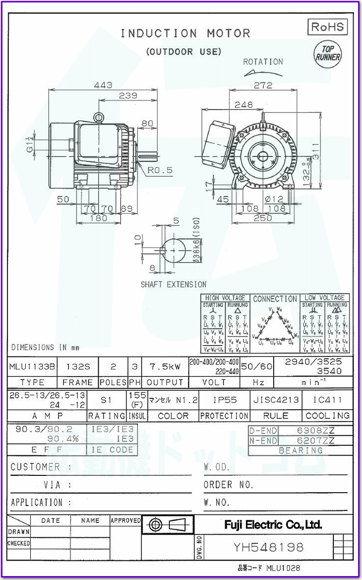 富士電機 Mlu1133b 2 7 5kw 2p 三相0v プレミアム効率モータ 全閉外扇形 足取付形 祝開店大放出セール開催中 屋外形