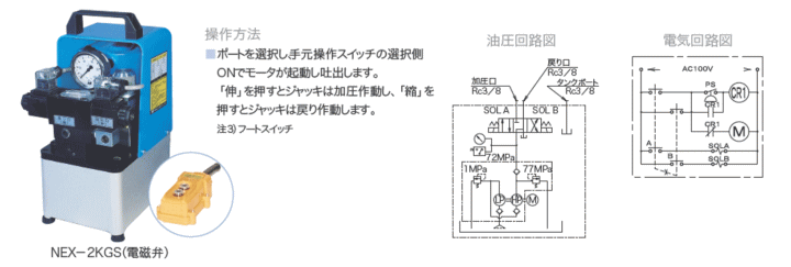 大阪ジャッキ製作所 NEX-2KS 小型電動油圧ポンプ 油圧ポンプ 伝動機