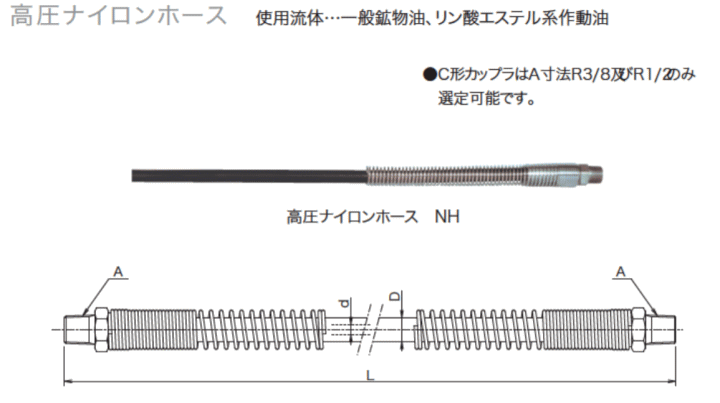 大阪ジャッキ製作所 NH8-2C 高圧ナイロンホース 油圧ホース 伝動機