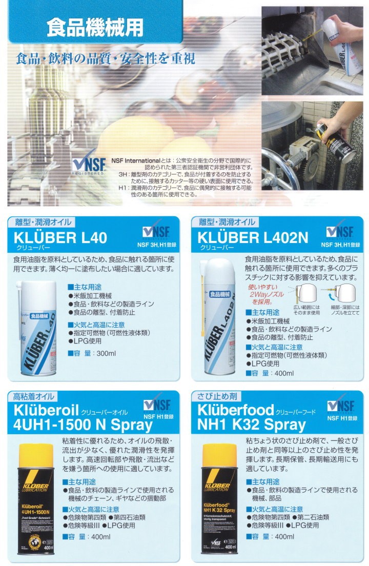 NOKクリューバー KLUBER 食品機械用