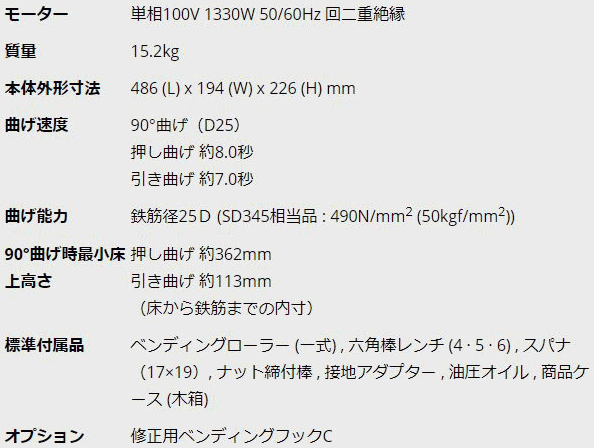 オグラ HBB-525 電動油圧式鉄筋曲げ機 (ポータブルベンダー) オグラ 伝動機ドットコム