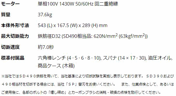 オグラ HBC-232 電動油圧式鉄筋切断機 (バーカッター) オグラ 伝動機