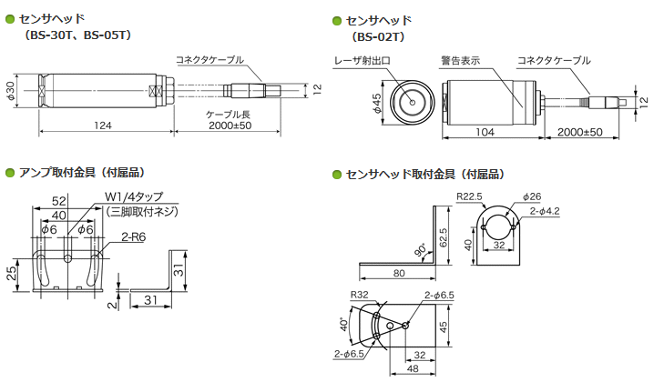 OPTEX(オプテックス) BS-A 設置型非接触温度計 アンプユニット 4-20ｍA出力タイプ センサ・アンプ分離 設置型非接触温度計  伝動機ドットコム