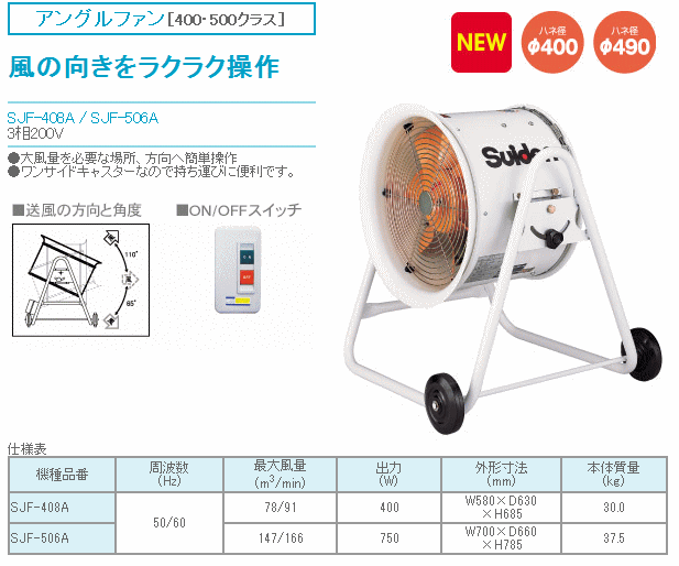 スイデン Suiden SJF-408A 3相200V アングルファン : sf-sjf-408a : 伝