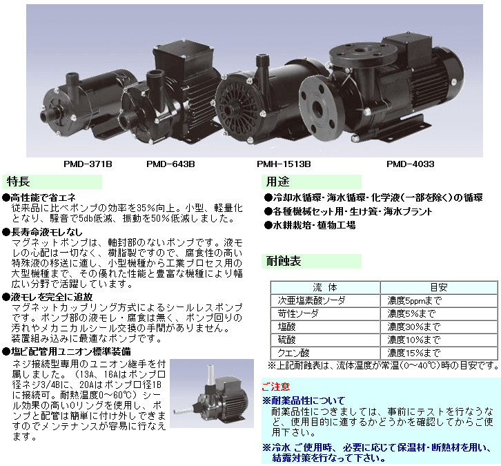 三相電機(SANSO) PMD-641B2P マグネットポンプ 単相100Ｖ ケミカル海水 