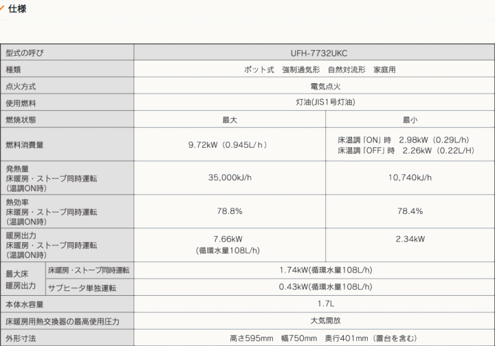 長府製作所(サンポット) UFH-7732UKC (SG) 床暖内蔵FF式・煙突式石油暖房機 カベック ＦＦ式床暖内蔵タイプ石油暖房機 伝動機ドットコム