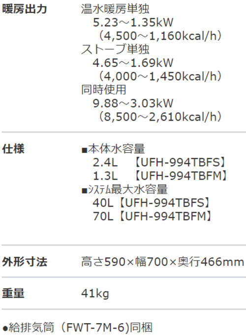 サンポット UFH-994TBFM 石油温水暖房システム カベックツイン 密閉配管パイプ ＦＦ式石油温水暖房システム 伝動機ドットコム