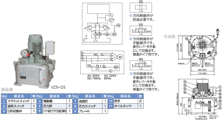 法人専用品※大阪ジャッキ製作所 VZ形油圧ポンプ VZ2-DS-