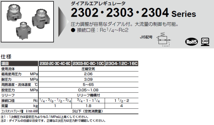 CKD 2303-8C ダイアルエアレギュレータ : ckd-2303-8c : 伝動機ドット