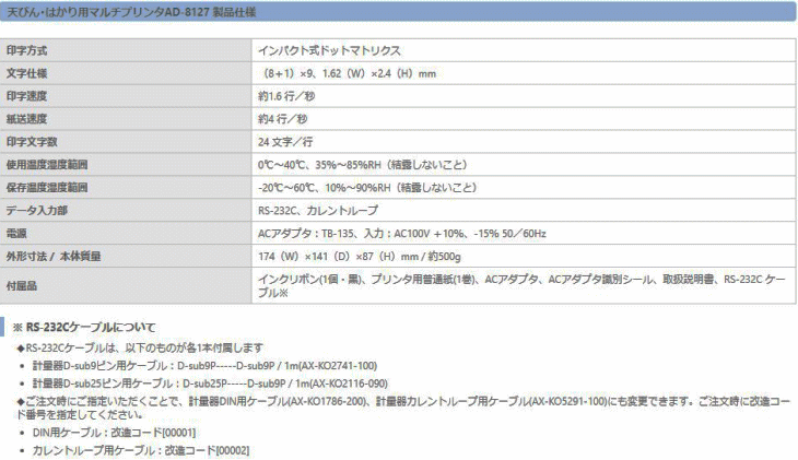 A＆D(エー・アンド・デイ） AD-8127 天びん・はかり用マルチプリンタ