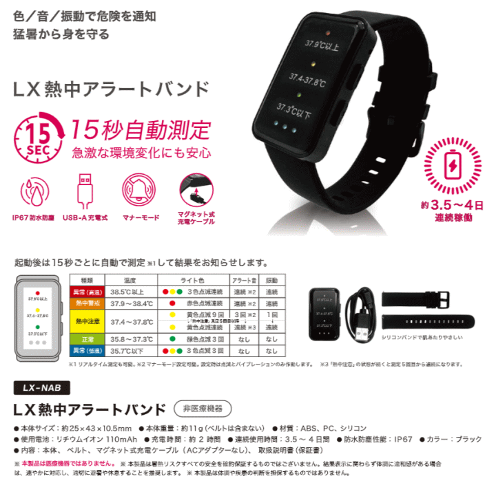 Linxas   LX-NAB LX熱中アラートバンド 寸法表