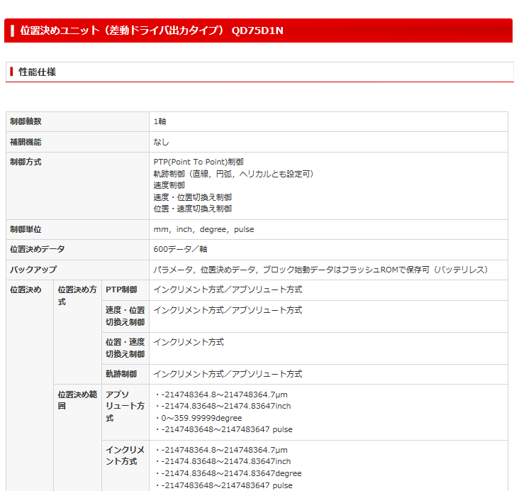 三菱電機 QD75D1N シーケンサ MELSEC-Qシリーズ 位置決めユニットの