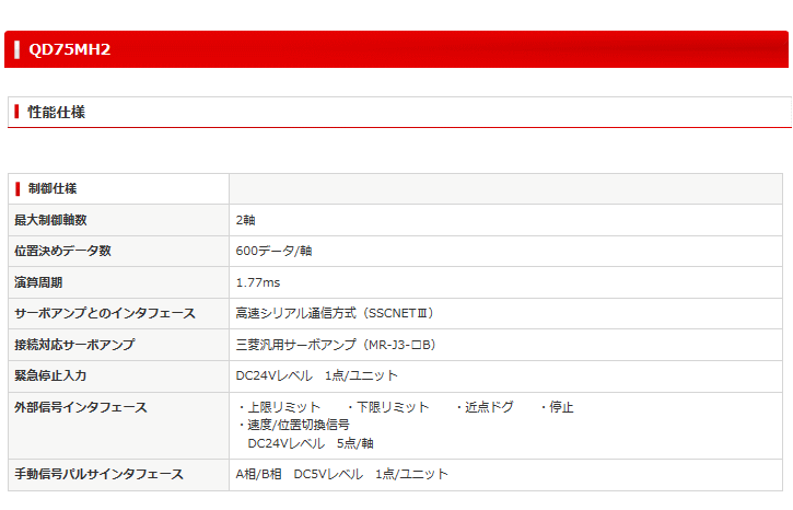 三菱電機 QD75MH2 シーケンサ MELSEC-Qシリーズ 位置決めユニット : 伝