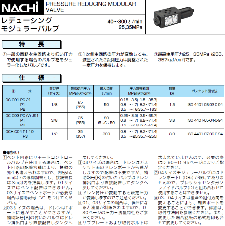 NACHI (ナチ)・不二越 OG-G01-P1-21 レデューシングモジュラーバルブ