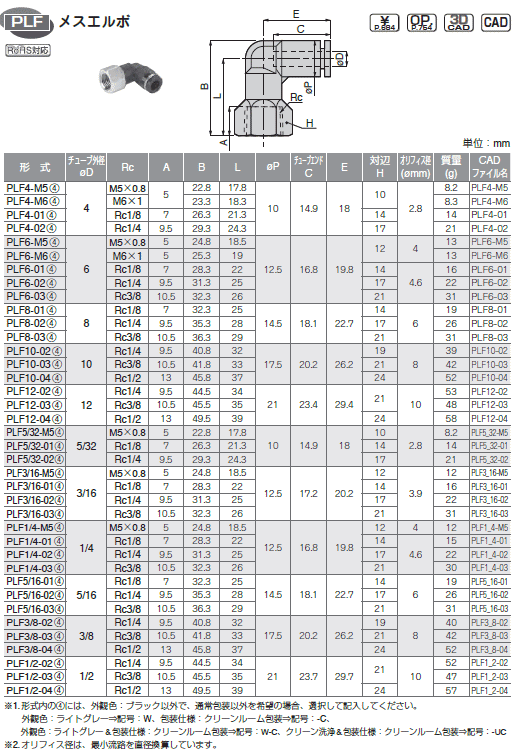 ピスコ PLF1/4-02 チューブフィッティング メスエルボ 一般配管用 (10