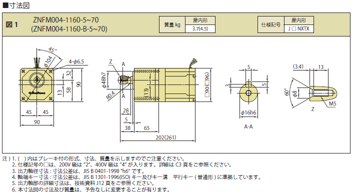 住友重機械工業 ZNHM02-1221-40 A 屋外形 脚取付 三相200V 0.2kW