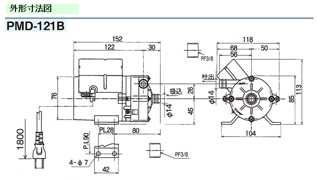 三相電機(SANSO) PMD-121B6B1 マグネットポンプ 単相100V 温水用