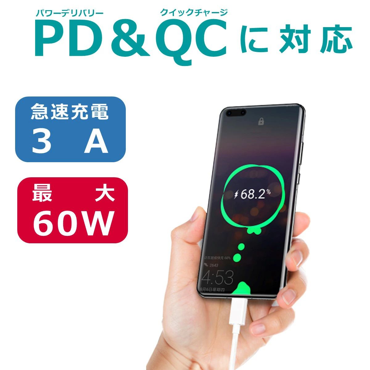 USB-C to Type-C PD 充電ケーブル 1m 1.5m 2m 60W 急速充電 データ転送