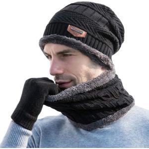 帽子 スカーフ 手袋 3点セット 裏起毛 マフラー付き フリーサイズ帽子 防寒 暖かい スキー 通勤...