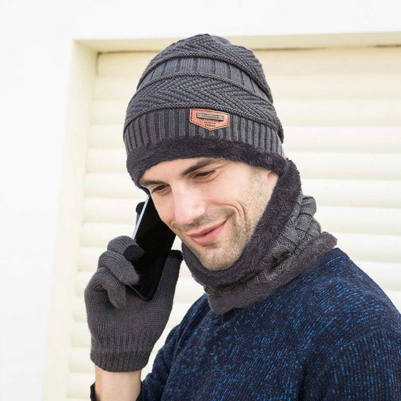 帽子 スカーフ 手袋 3点セット 裏起毛 マフラー付き フリーサイズ帽子 防寒 暖かい スキー 通勤...