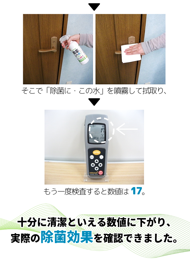 除菌後のドアノブの清浄度は17