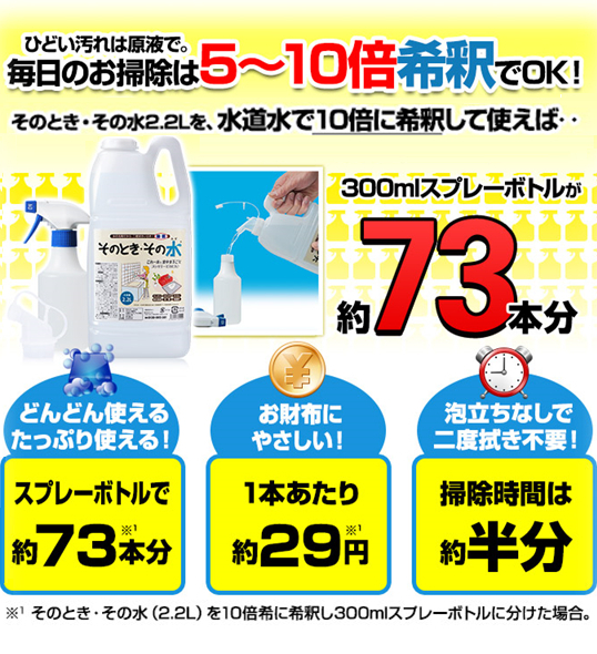 毎日のお掃除は5〜10倍希釈でOK！