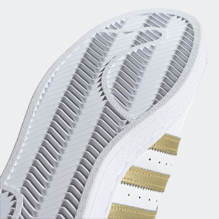 Adidas superstar white and gold clearance stripes