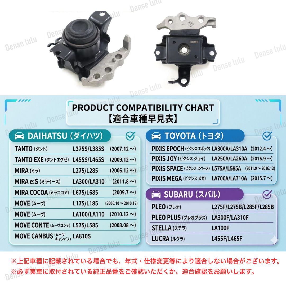 L275vミラバン MT 純正エンジンマウント3点セット ミラ L275S エンジンマウント3点セット l275s エンジンマウントの商品