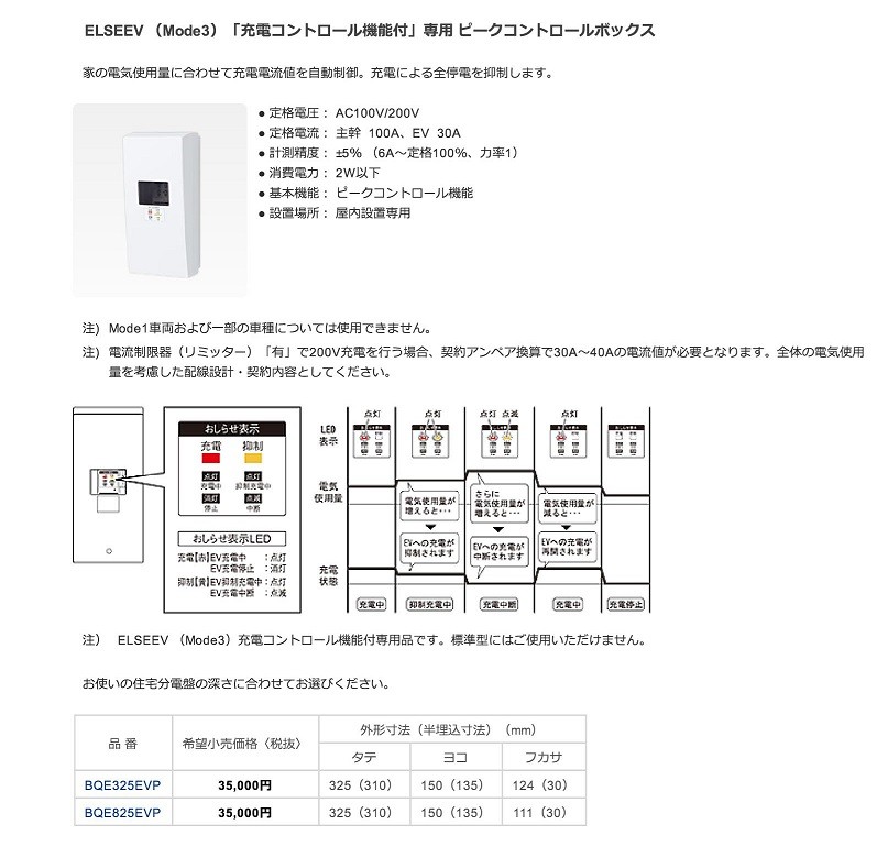 ５５％以上節約 パナソニック Panasonic ELSEEV Mode3 充電コントロール機能付 専用 対象商品 fucoa.cl