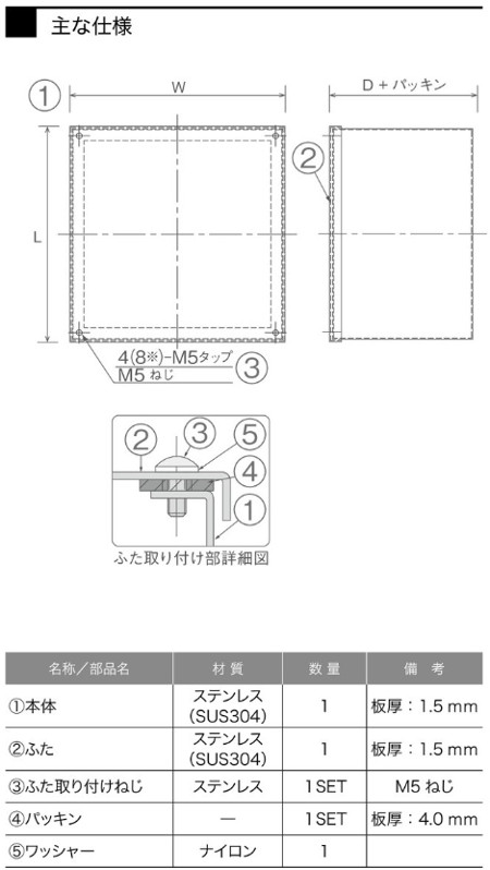 八州電工 SP3020WN プルボックス ステンレス製被せふた(簡易防水仕様) 縦300mm×横300mm×深さ200mm 材質SUS304 :  10004522 : 電材BLUEWOOD ヤフー店 - 通販 - Yahoo!ショッピング