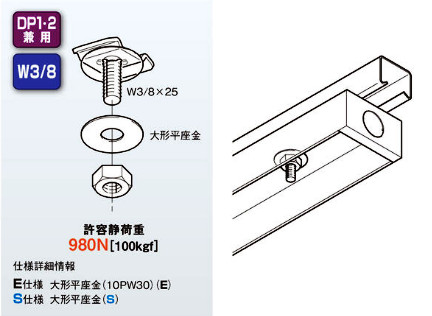 ネグロス電工 DK1-9 レースウェイ開口下向き用器具取付金具 許容静荷重