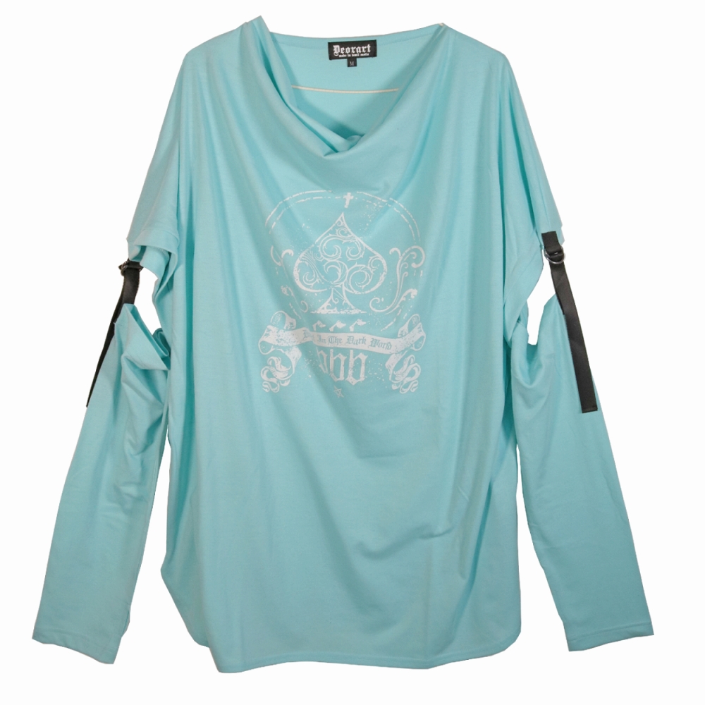 【 ひ  】MIDAS チェーン付きドレープTシャツ Deorart 【SALE】ドレープネック 袖セパレート Tシャツ [spade