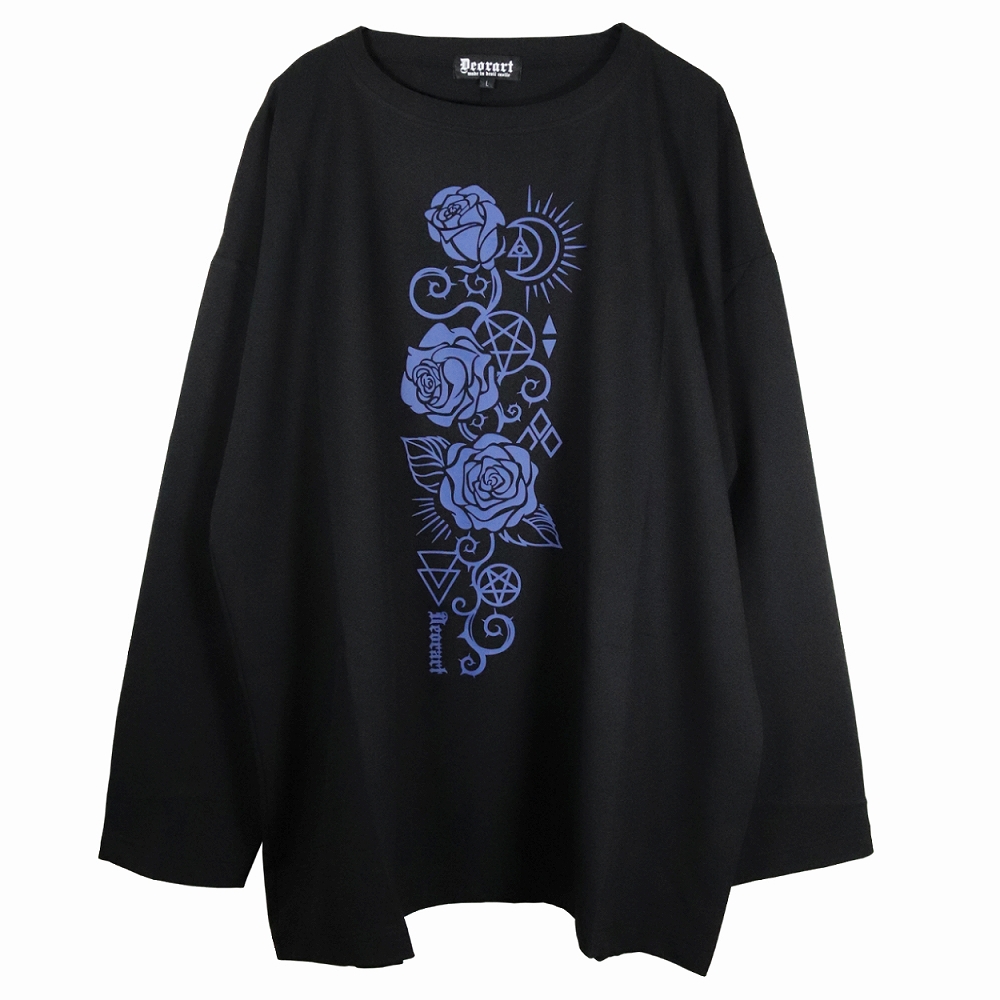 【SALE】[ 薔薇×三日月 ] プリント・ルーズ ロンT [ luna rose ]　DRT2796 Deorart 【SALE】[ 薔薇×三日月 ] プリント・ルーズ ロンT