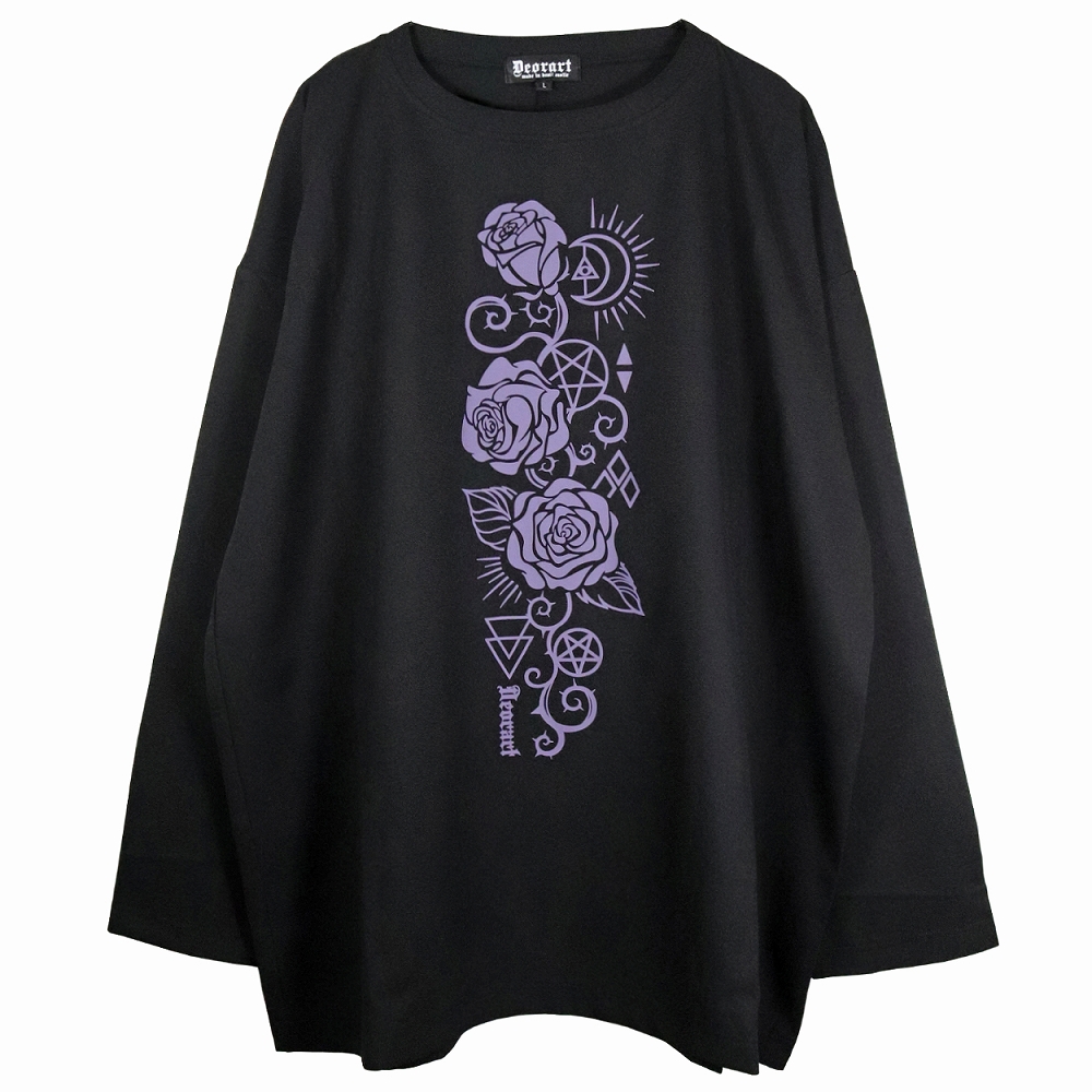 【SALE】[ 薔薇×三日月 ] プリント・ルーズ ロンT [ luna rose ]　DRT2796 Deorart 【SALE】[ 薔薇×三日月 ] プリント・ルーズ ロンT
