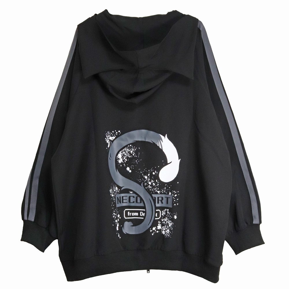 Deorart 【SALE】ネコ耳フード・サイドライン 尻尾パーカー