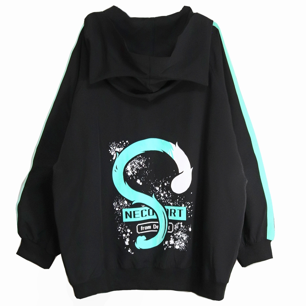 Deorart 【SALE】ネコ耳フード・サイドライン 尻尾パーカー