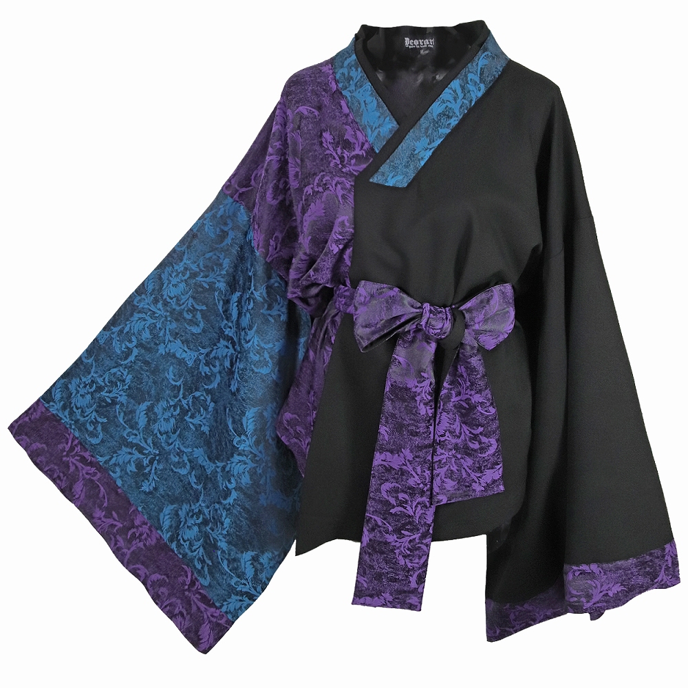 [APPAREL]/ディオラート/[GOTH CHINA] KIMONO風 トップス SET [着物袖・帯付] パープル×ブルー (L) ゴスロリ・パンク/Deorart Deorart（ディオラート） [GOTH CHINA] KIMONO風 トップス SET [着物袖