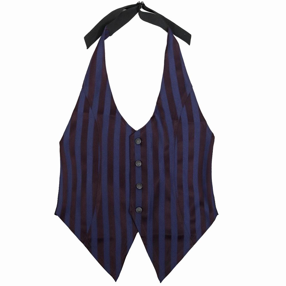 [APPAREL]/ディオラート/ストライプ ホルターネック ジレ・ベスト ブルー×ブラウン (M) ゴスロリ・パンク/Deorart Deorart（ディオラート） ストライプ ホルターネック ジレ・ベスト