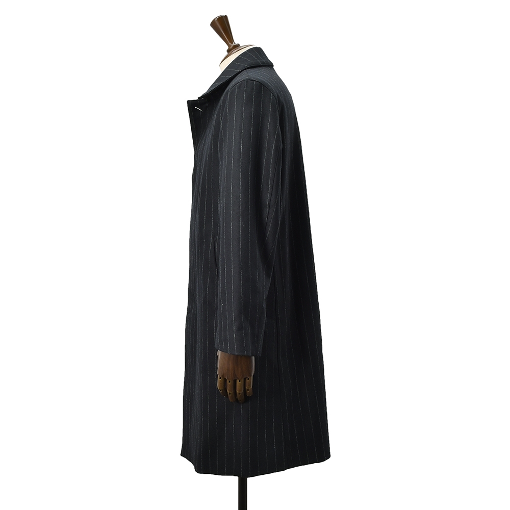マッキントッシュ MACKINTOSH ステンカラーコート メンズ DUNKELD ダンケルド ウールメルトン ネイビー×ホワイト チョークストライプ柄 国内正規品の画像