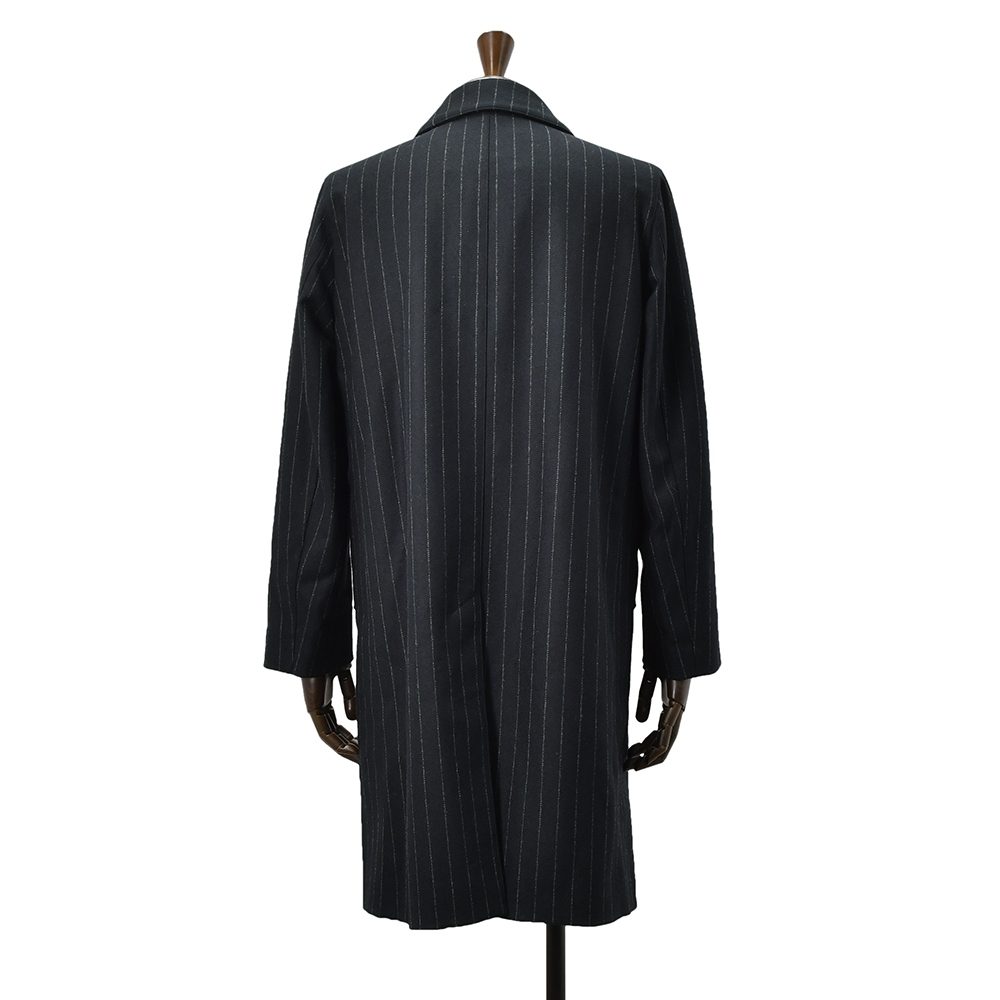 マッキントッシュ MACKINTOSH ステンカラーコート メンズ DUNKELD ダンケルド ウールメルトン ネイビー×ホワイト チョークストライプ柄 国内正規品の画像