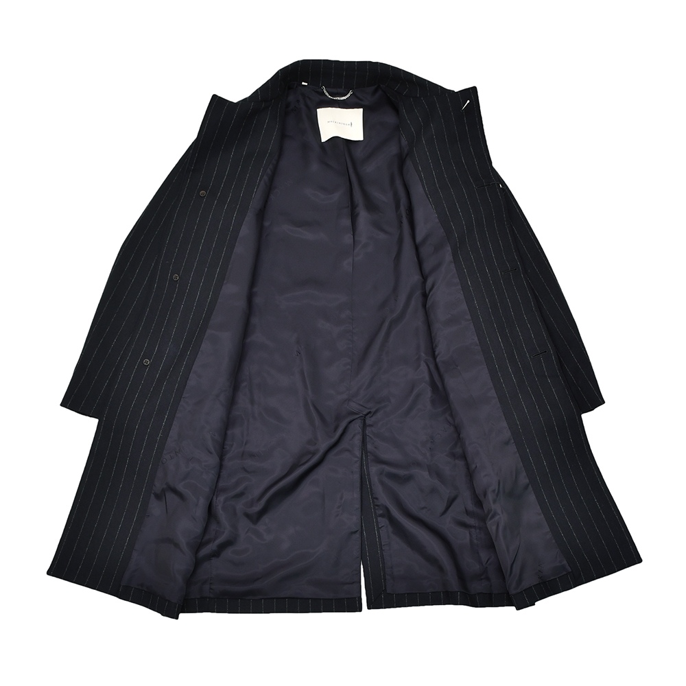 マッキントッシュ MACKINTOSH ステンカラーコート メンズ DUNKELD ダンケルド ウールメルトン ネイビー×ホワイト チョークストライプ柄 国内正規品の画像