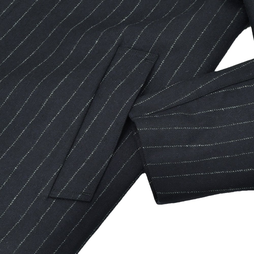 マッキントッシュ MACKINTOSH ステンカラーコート メンズ DUNKELD ダンケルド ウールメルトン ネイビー×ホワイト チョークストライプ柄 国内正規品の画像